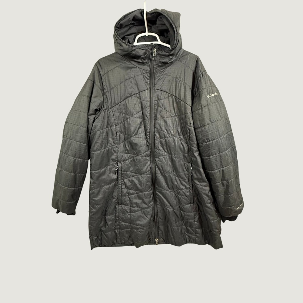 Columbia Omni-Heat Hooded Puffer Jacket Black Quilted Parka Womens 2X